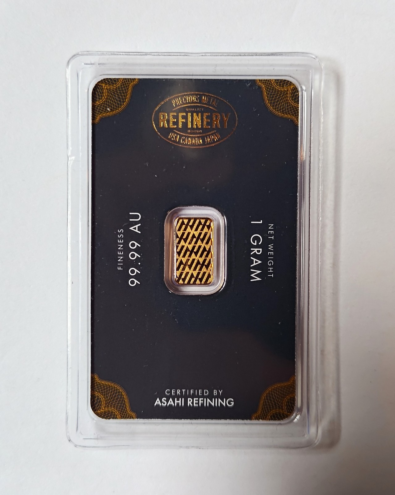 1 Gram Asahi 9999 Fine Gold Bar Sealed in Full Size Assay Card LBMA Certified
