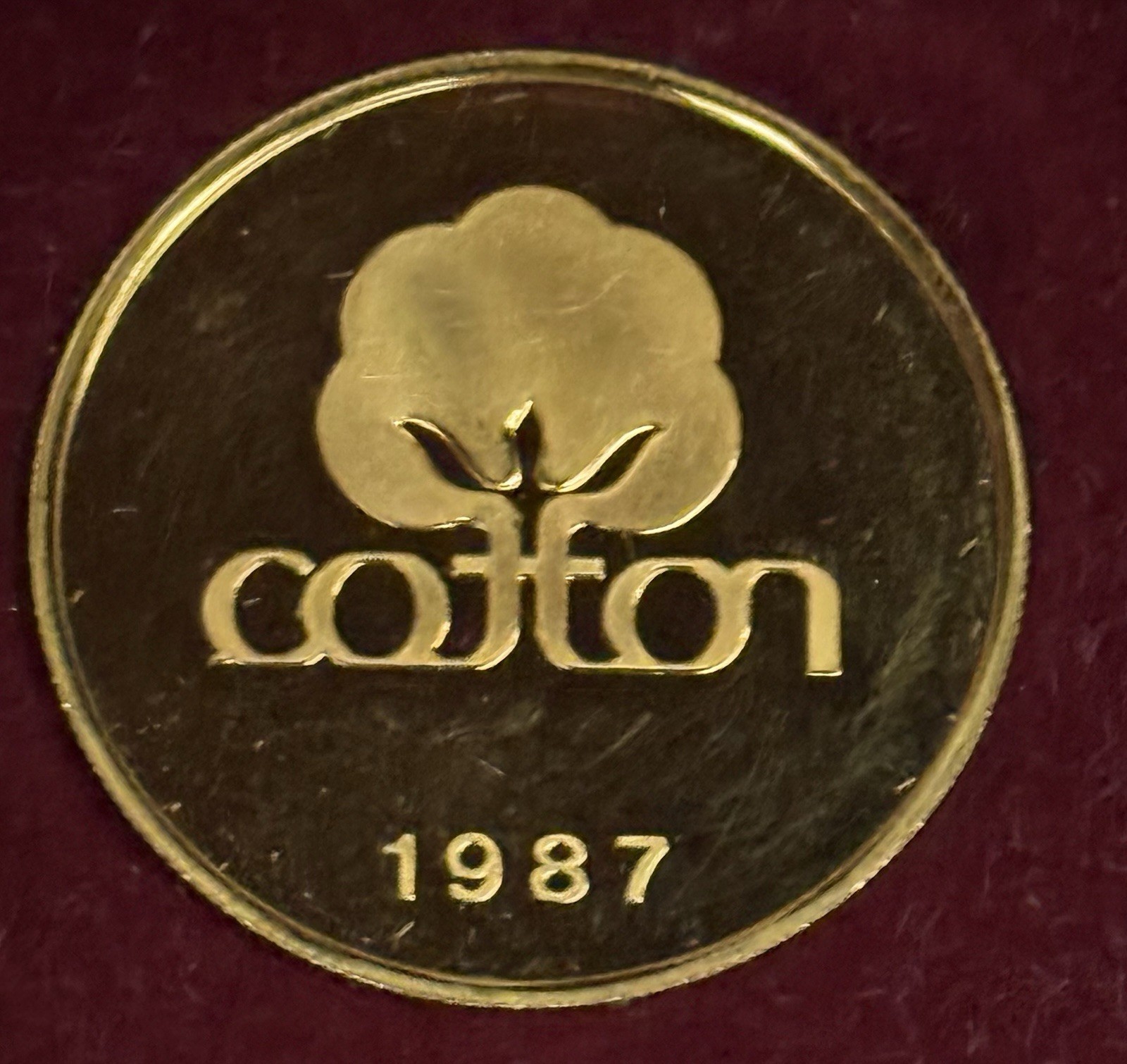 VINTAGE 1987 ENGELHARD “COTTON” PROOF 999.9 GOLD 1 OZ W/BOX 25 MADE Very Rare