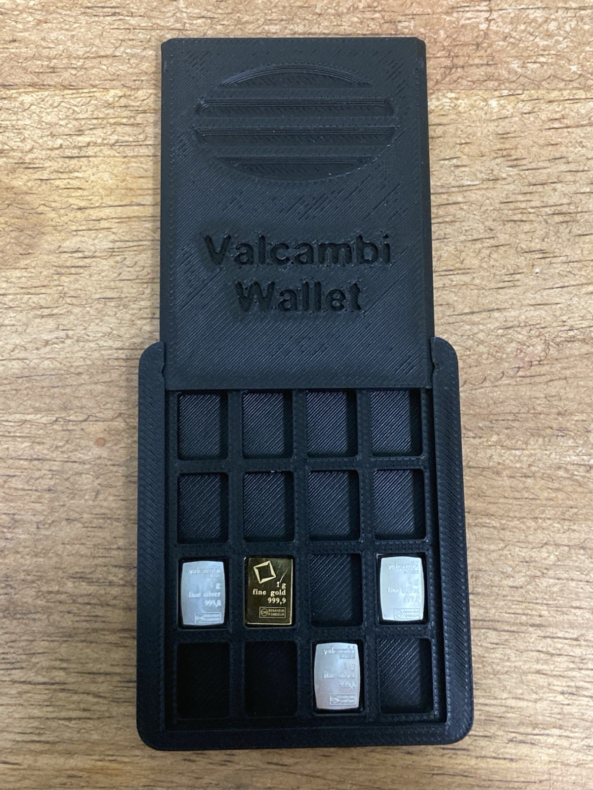 Valcambi Suisse CombiBar .9999 Fine Gold Bar 1 Gram- 3 Grams SILVER- With Wallet
