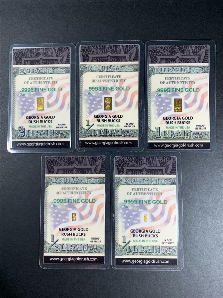 GEORGIA GOLD RUSH BUCKS COMBO PACK; 5 WEIGHTS; .9995 24K FINE GOLD BULLION
