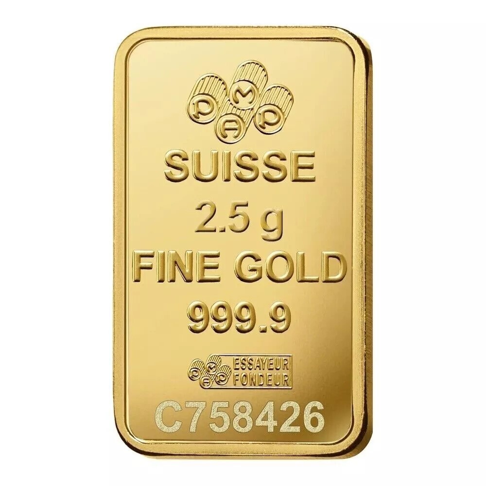 PAMP Suisse Rosa 2.5 gram Gold Bar .9999 Fine Gold Bar – Sealed Assay Card