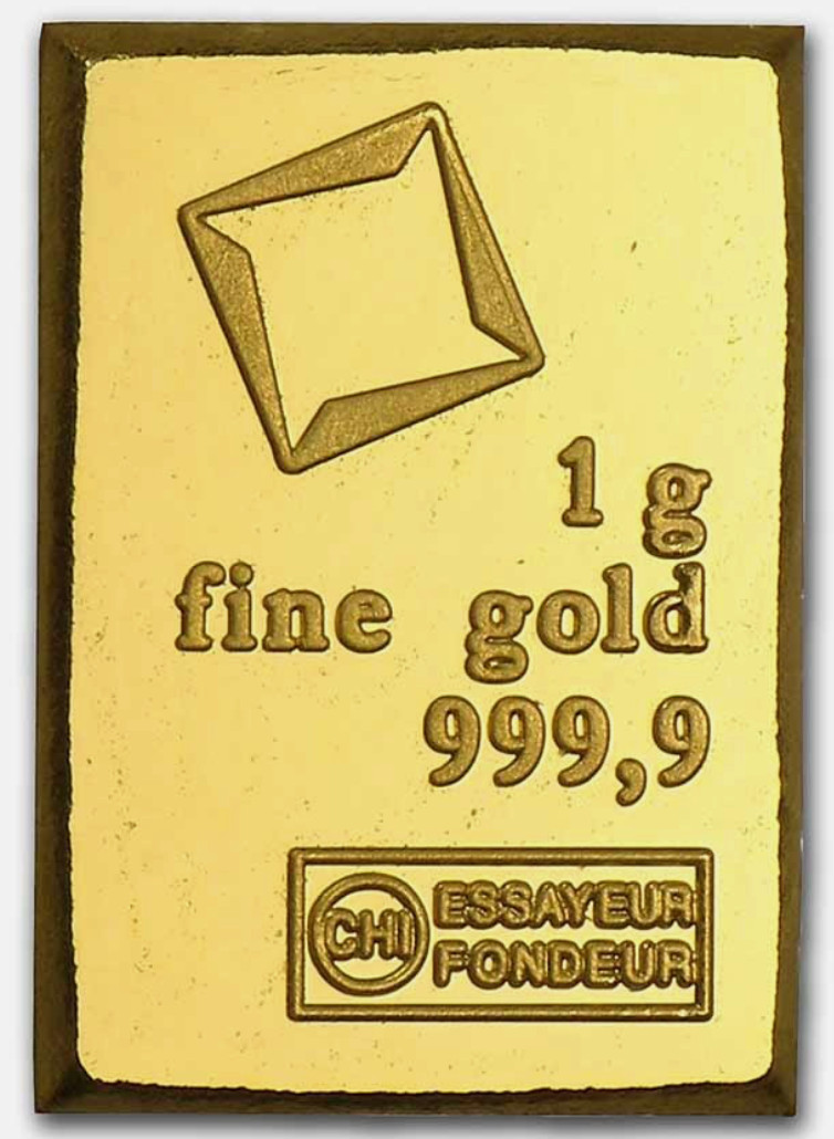 1 gram Gold Bar – Valcambi Suisse .9999 Fine Gold
