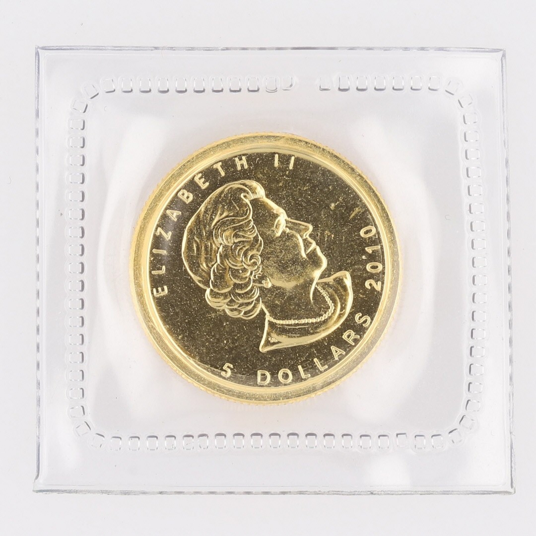 2 – $5 Canada Gold Maple Leaf 1/10 oz .999 Fine Gold Bullion Round in Plastic