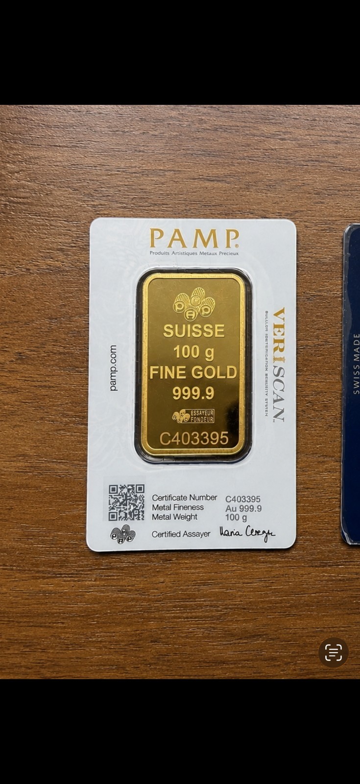 PAMP Suisse Gold Bar 999.9 Fine 100g in Assay (2 Bars, 200g Total)