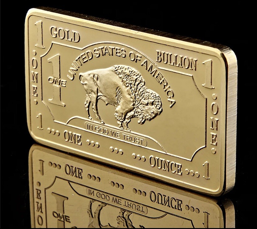 1 OZ – Gold Buffalo Bullion Bar . 999 Fine 24k