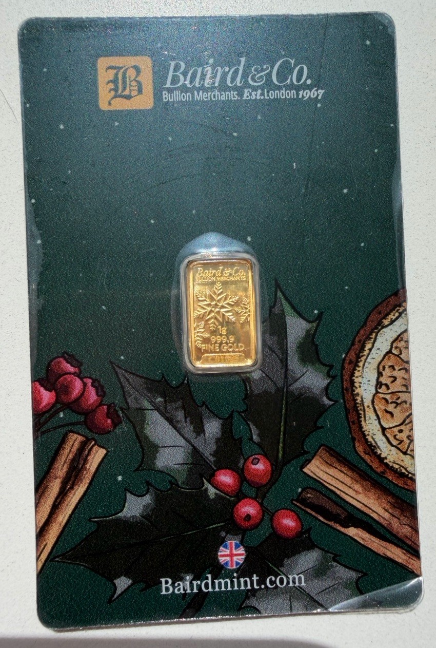 Baird & Co. 1 gram Gold Bar Made in England