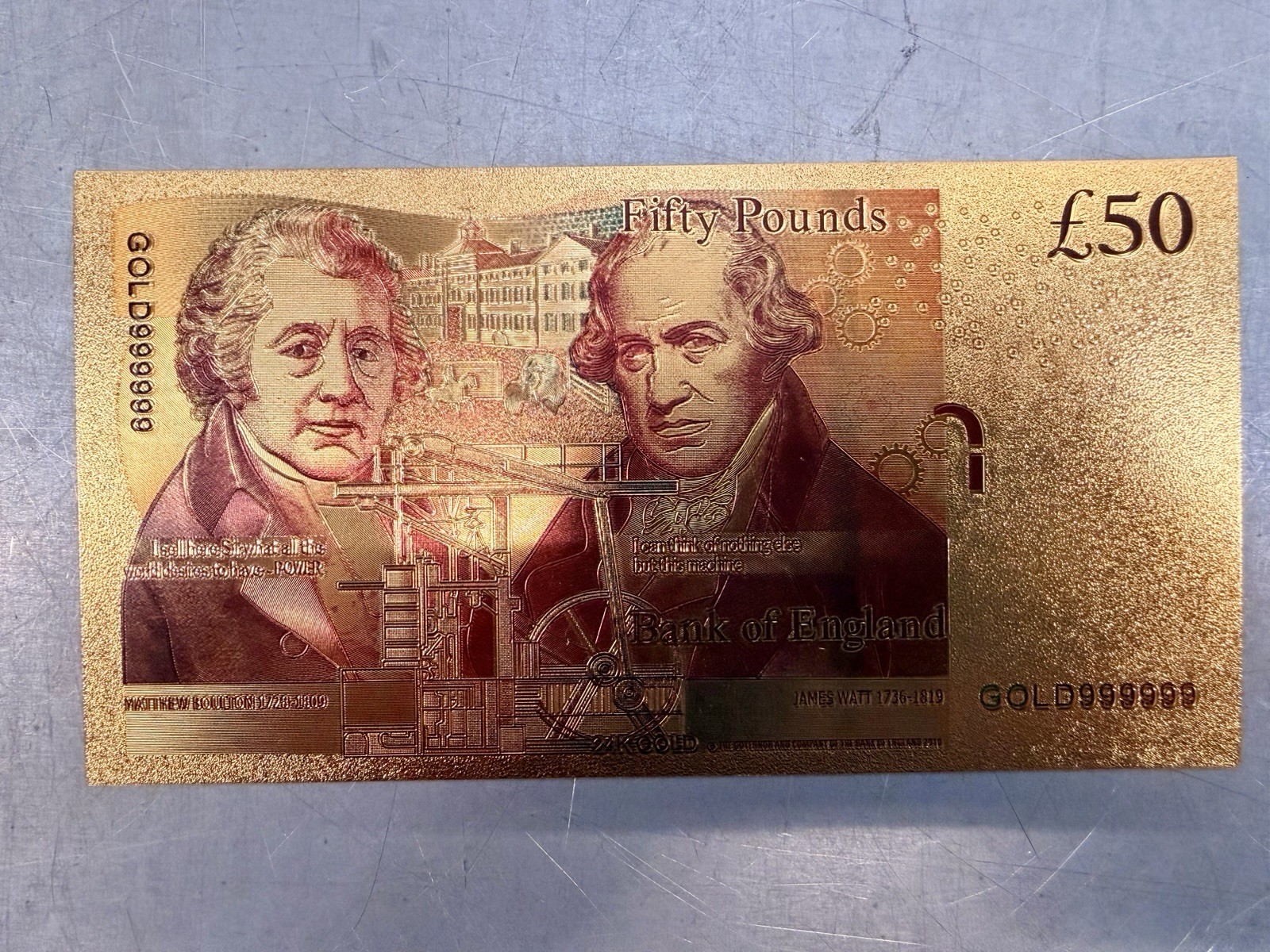 UK British Banknotes 24K Gold Foil Bullion Bar Set