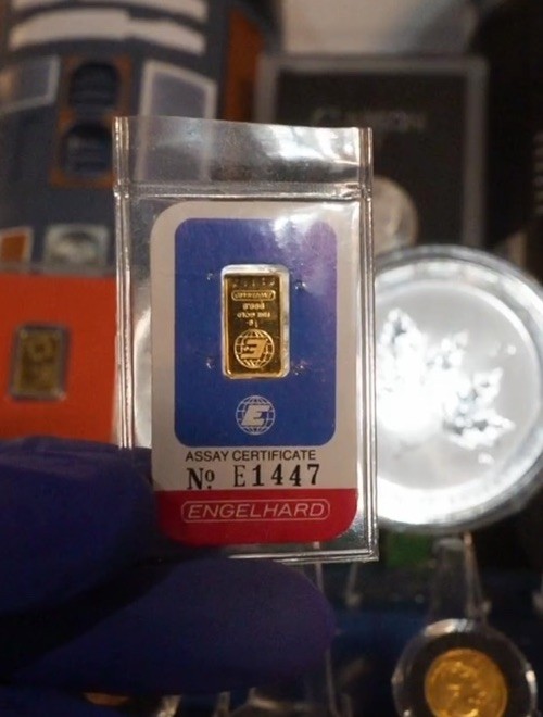 1 gram Gold Bar – Engelhard (In Assay)- Vintage ASSAY- “E” Series Rare