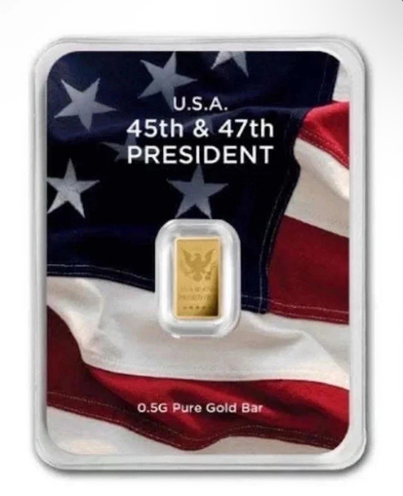 USA 45th & 47th President Trump 0.5 Gram 999 Gold Bar In Flag Assay🔥