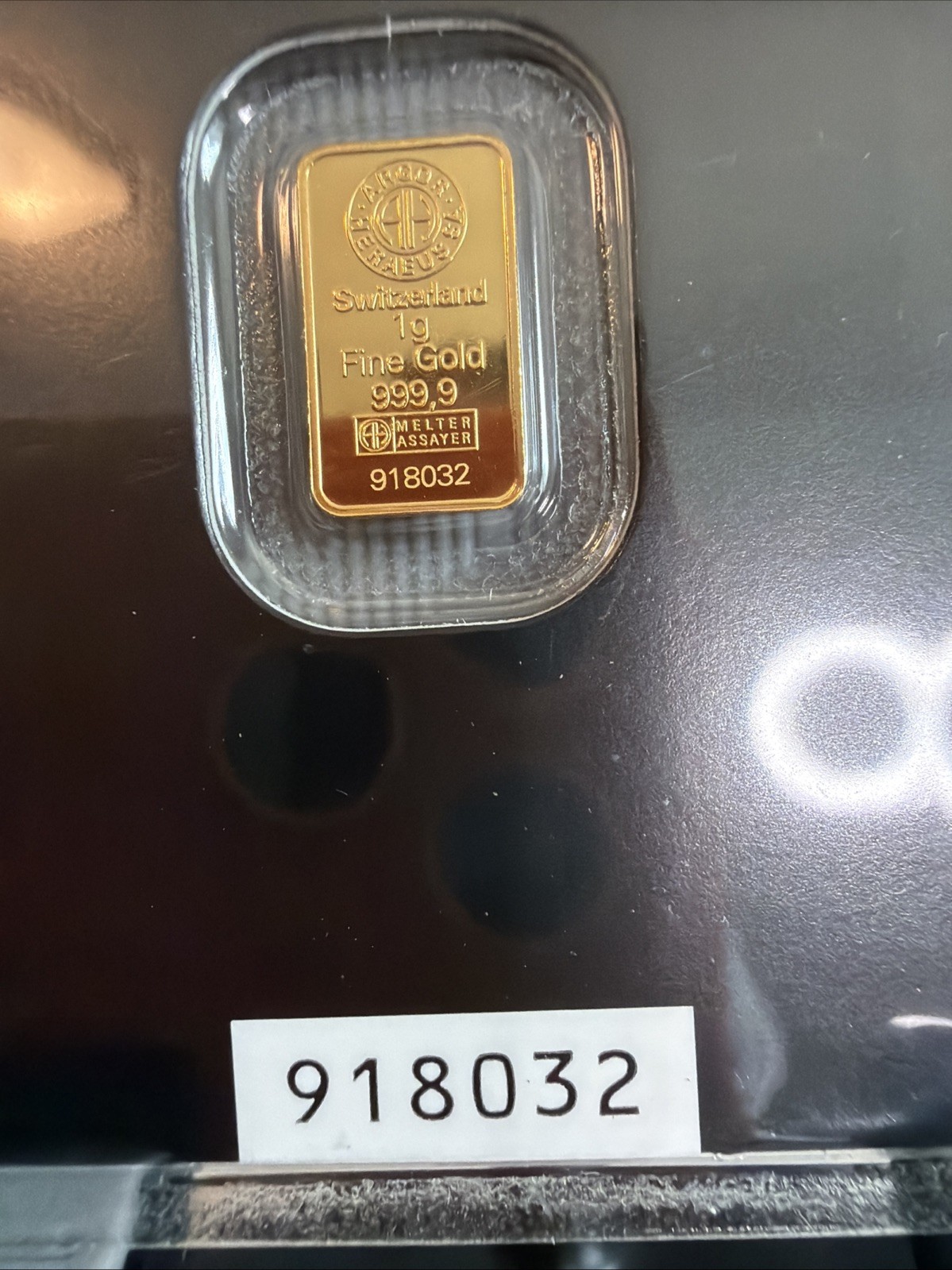 1 Gram Gold Argor Heraeus Bar 1 g .9999 Fine Gold – In Assay