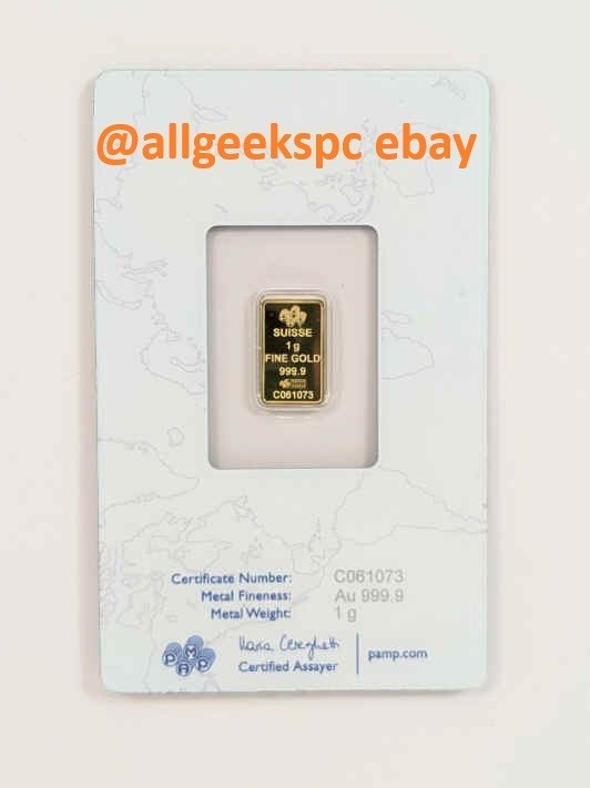 🔥1 GRAM PAMP SUISSE GOLD ROSE .999 FINE WITH ASSAY CARD COA CERTIFICATE🔥