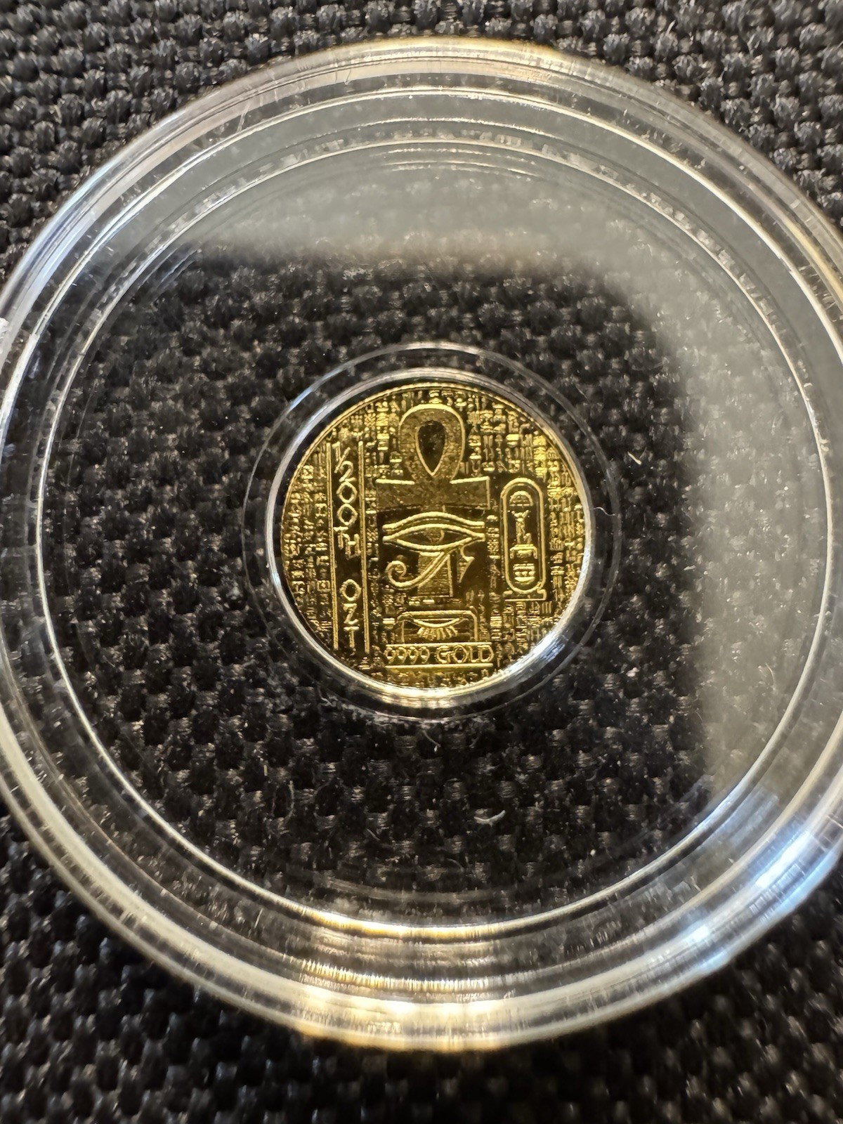 1/200 oz Gold Round • Eye of Horus & Ankh Wings Design • .9999 Fine Gold • Egypt