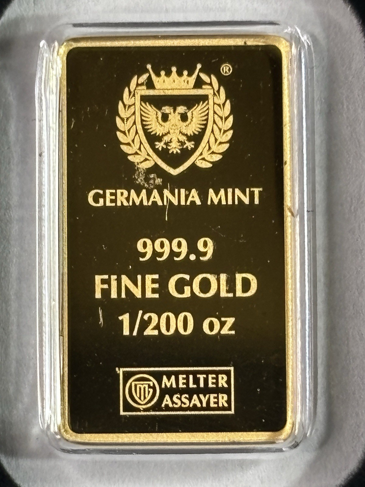 Germania Mint 1/200oz Gold Lady Germania Proof Bar in Safepack Assay Card
