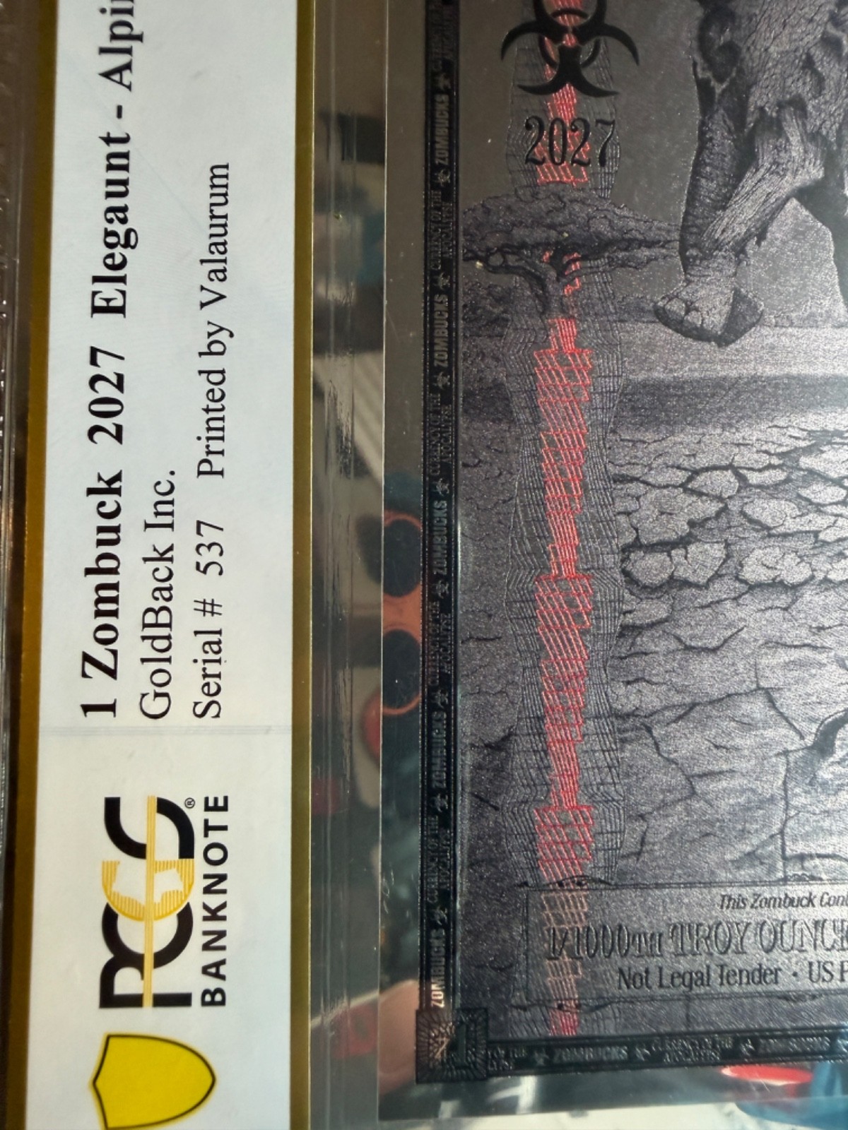 PCGS ZomBucks 70 GEM UNC .999 PURE SilverBack 1/1000 Troy oz. ELEGAUNT 2027