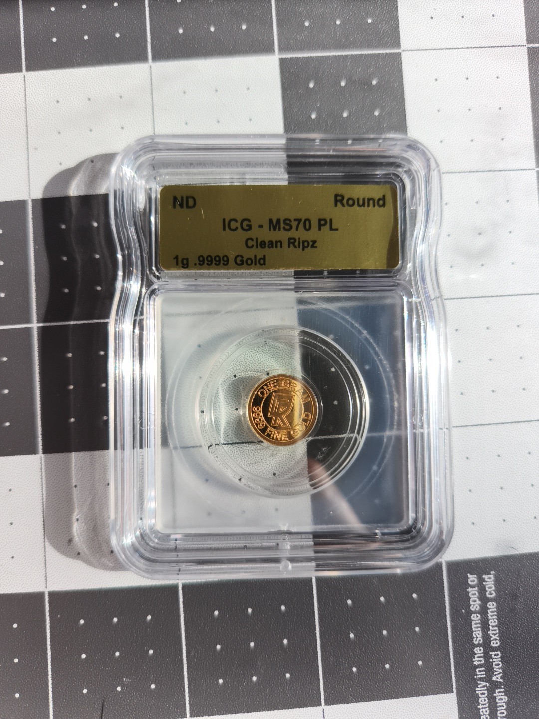 ICG Slabbed MS70PL 1 Gram Gold .9999 Fine Gold Coin – Clean Ripz – 1 g GOLD