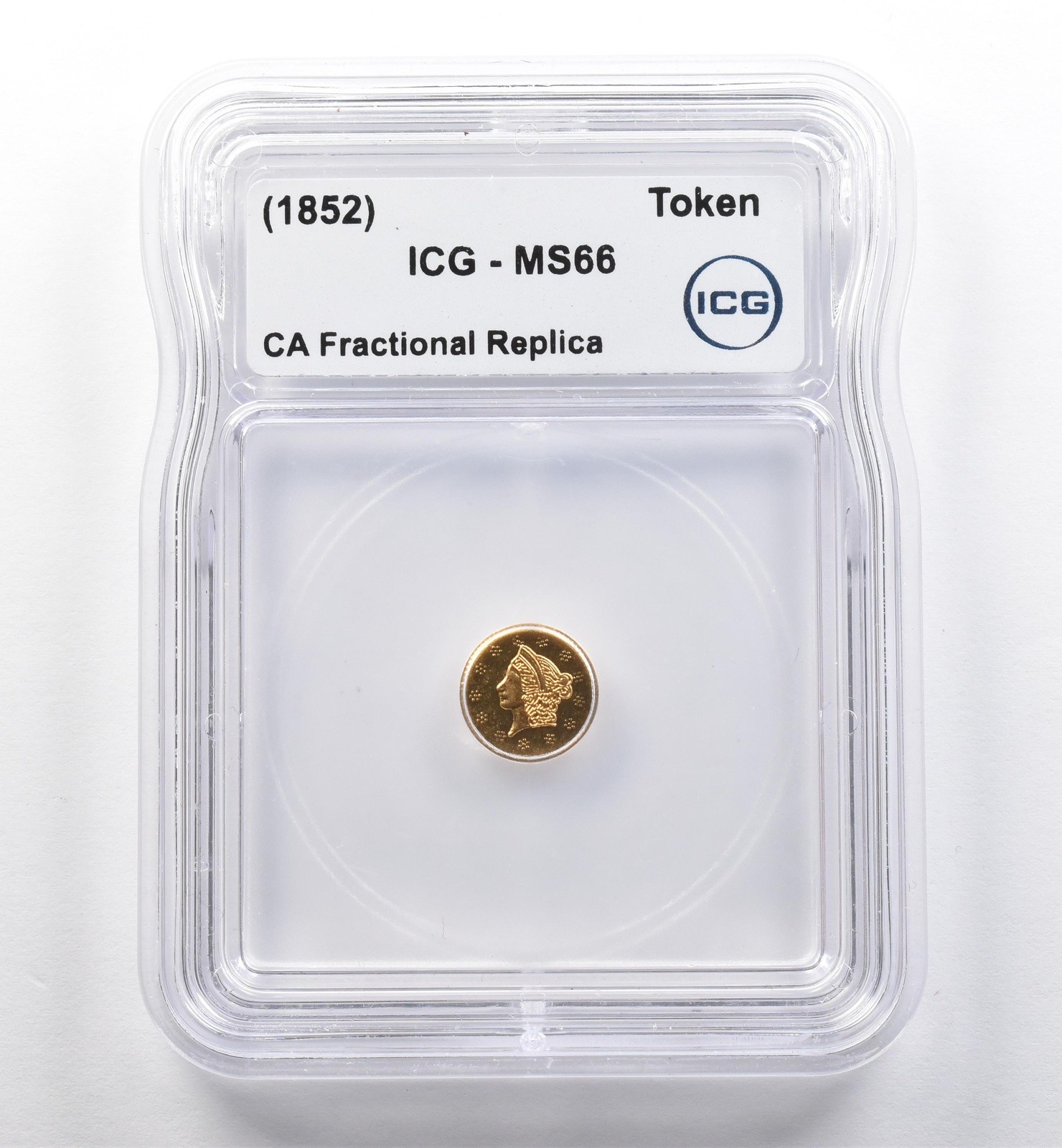 (1852) California Fractional Gold Token Liberty Head 1/2 Dollar MS66 ICG *7429