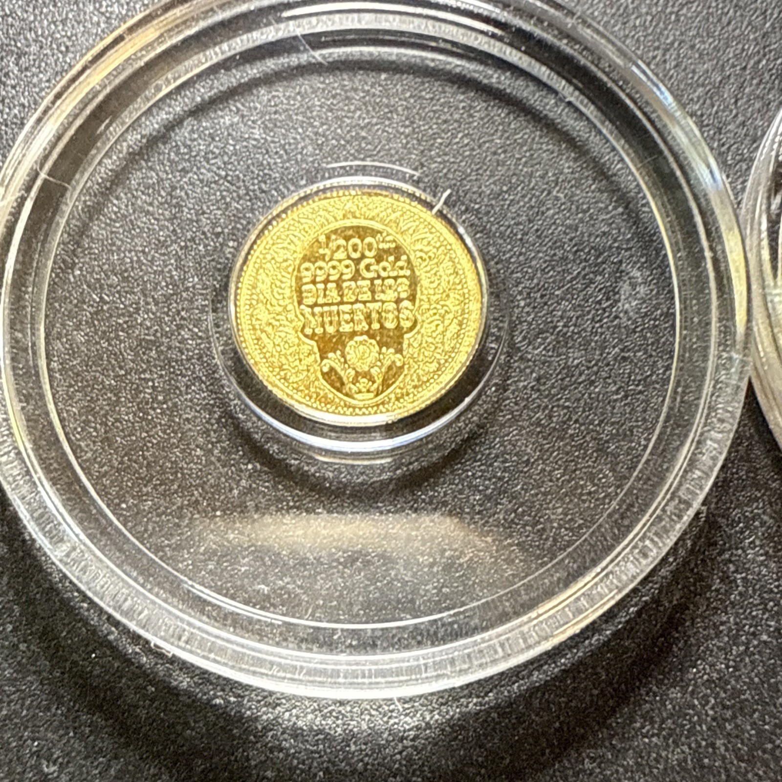 Lot Of 2- 1/200th oz .9999 Fine Gold Skull Dia De Los Muertos Fractional Gold