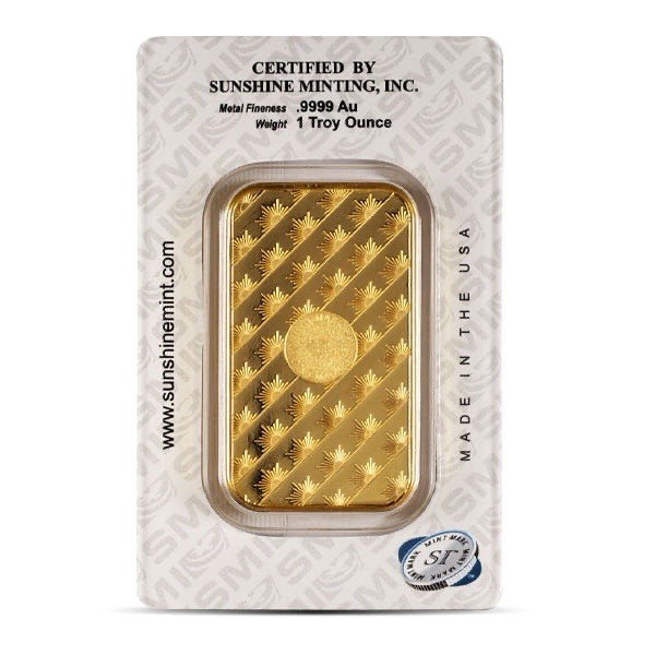 Sunshine Minting, Inc. 1 oz .9999 Fine Gold Bar in Assay Card