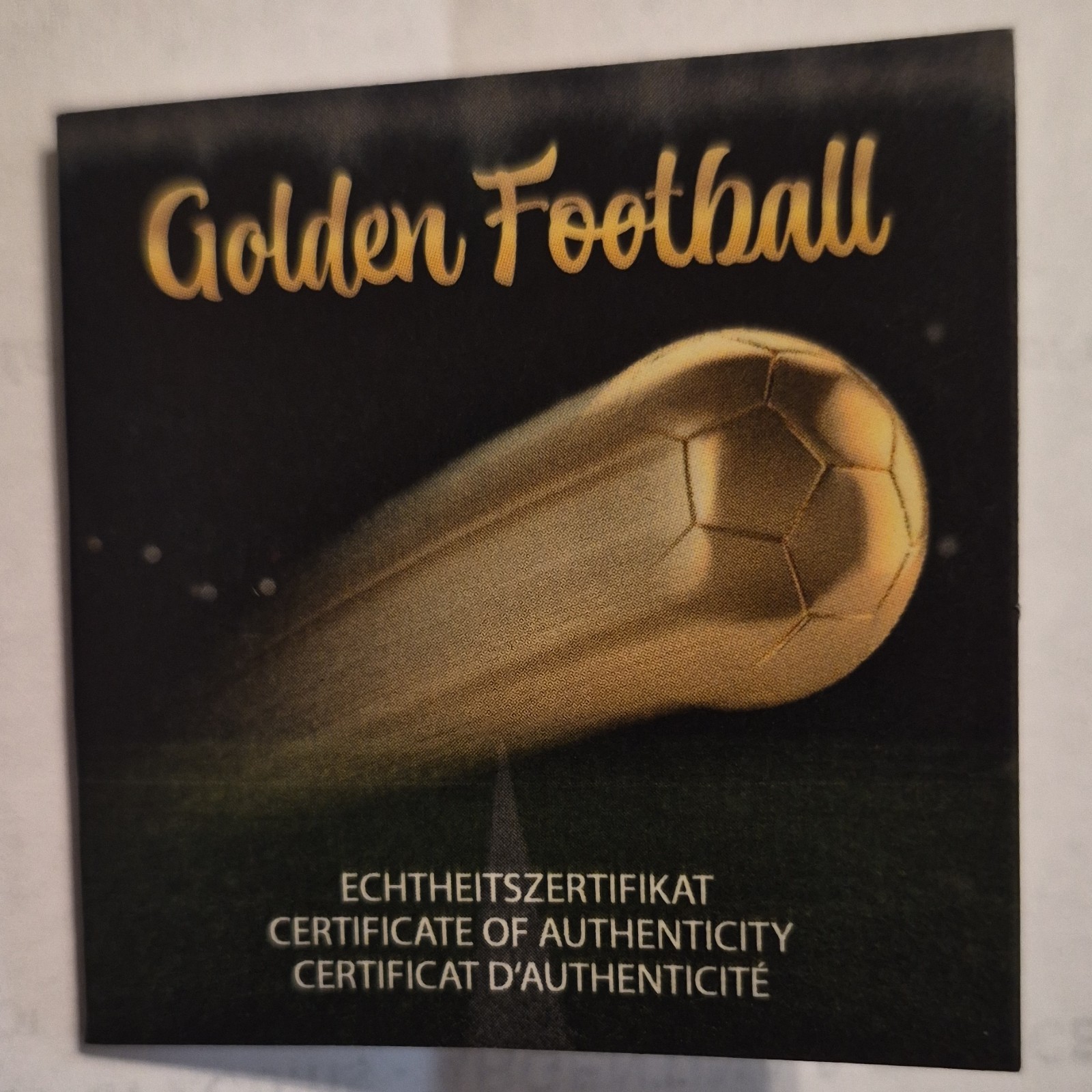 2026 Golden Football Gold Round Coin/Medal in Presentation Box w/ Certificate.