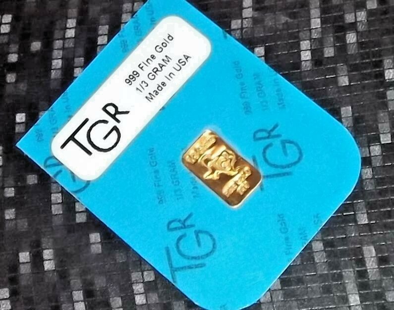 (FOUR)GOLD 1/3 GRAM G 24K PURE TGR PREMIUM INGOT BAR 999.9 CERTIFIED BULLION LOT