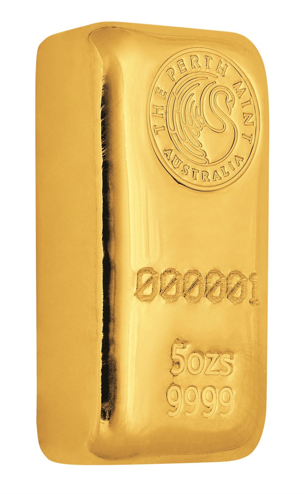 5 oz Gold Bar – Perth Mint – Cast 999.9 Fine