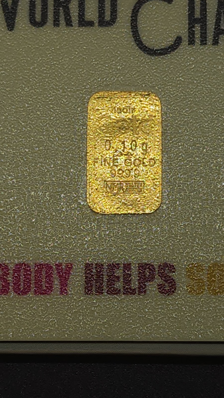 Karetbar .999 Fine Gold 0.10 gram Bar World Charity Everyone Helps FREE SHIPPING