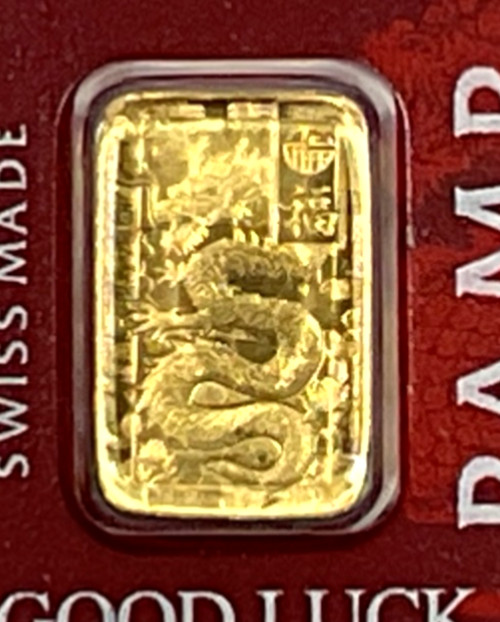 PAMP Suisse Good Luck Dragon 1 Gram .9999 Gold Bar Multigram Year Of The Dragon