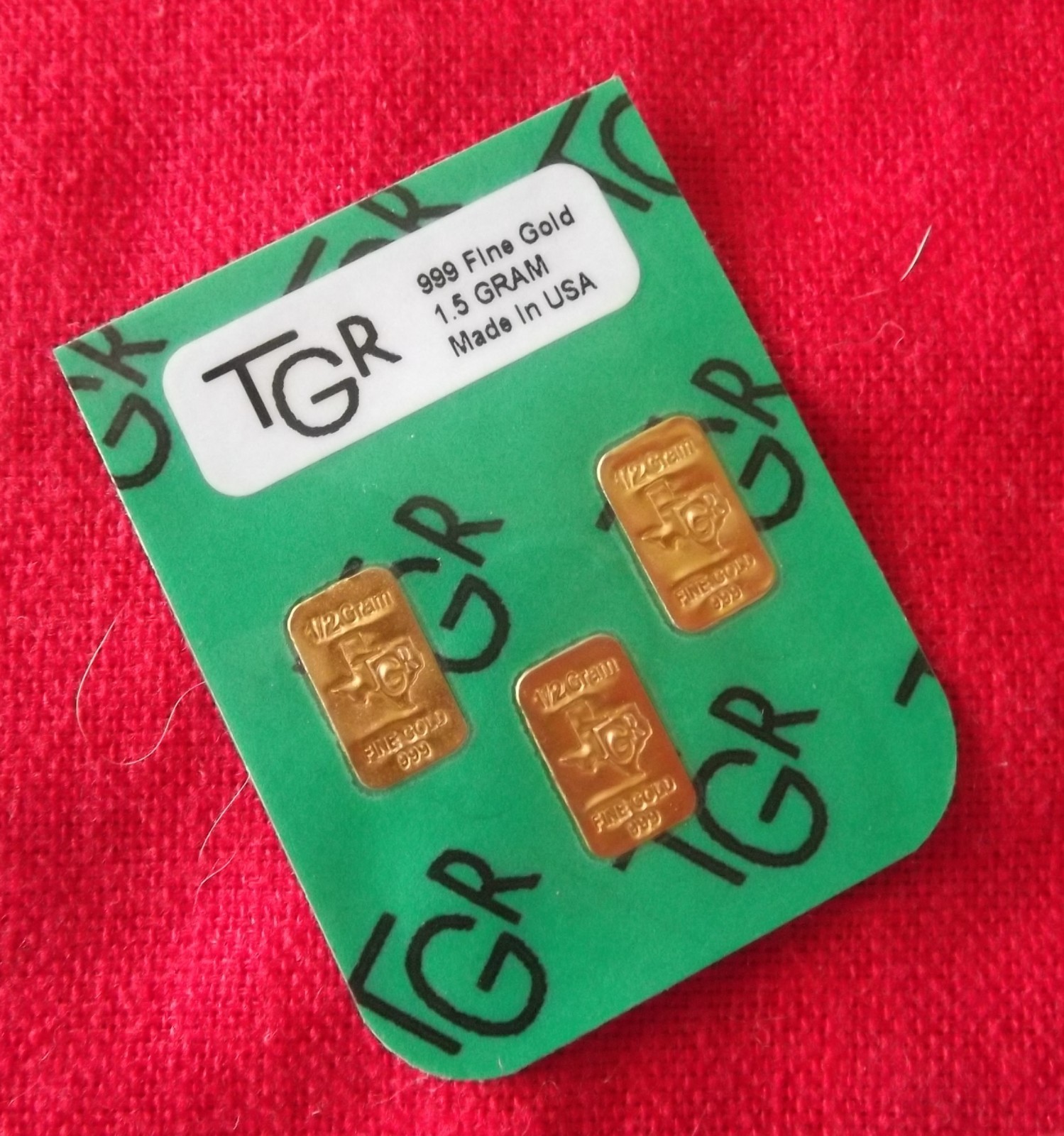 GOLD 1 & 1/2 GRAM 24K PURE TGR BULLION BARS 999.9 THE SUPER PREPPERS COMBO PACK