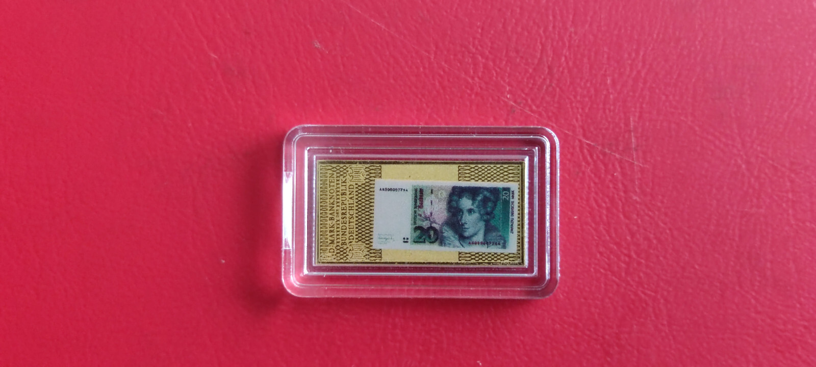 *DM Banknotes on Gold Bar* 20 Mark* Gold Round 1/500 oz 999 *(Thrust.15)