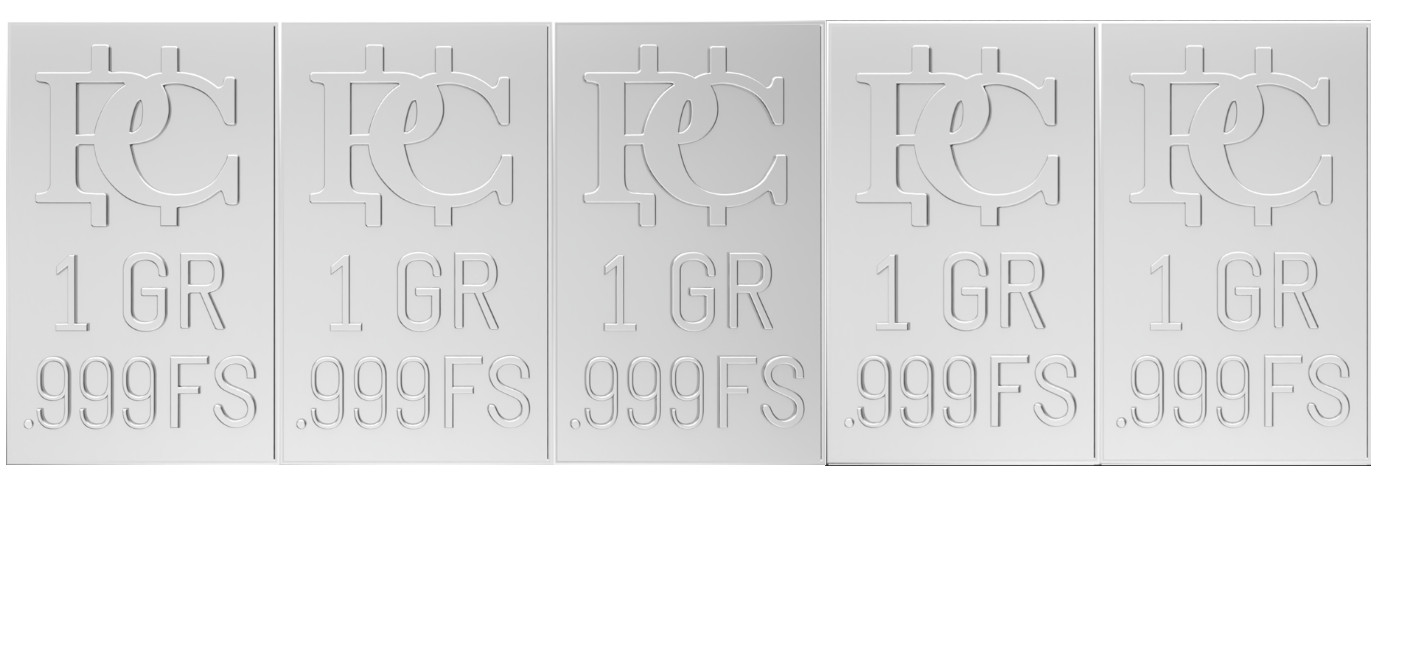 Gold + Silver Bars That Breaks into 5 One GR Bars Gold Bullion .9999 Gold Stamps