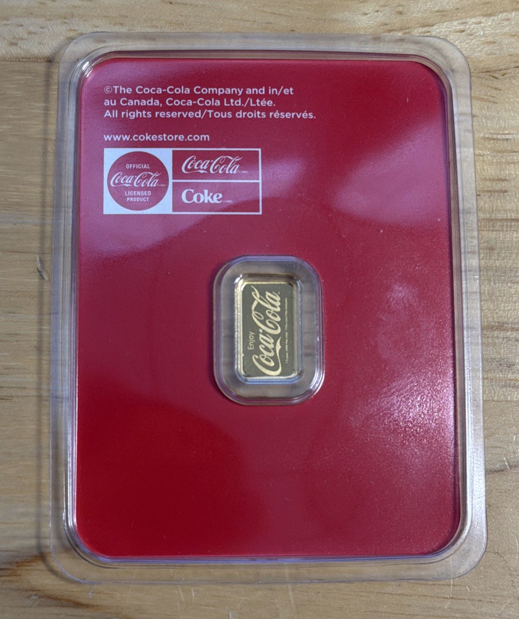 Coca-Cola 1/2 .5 Gram Gold Bar .9999 Fine Gold in Assay Card Collectible