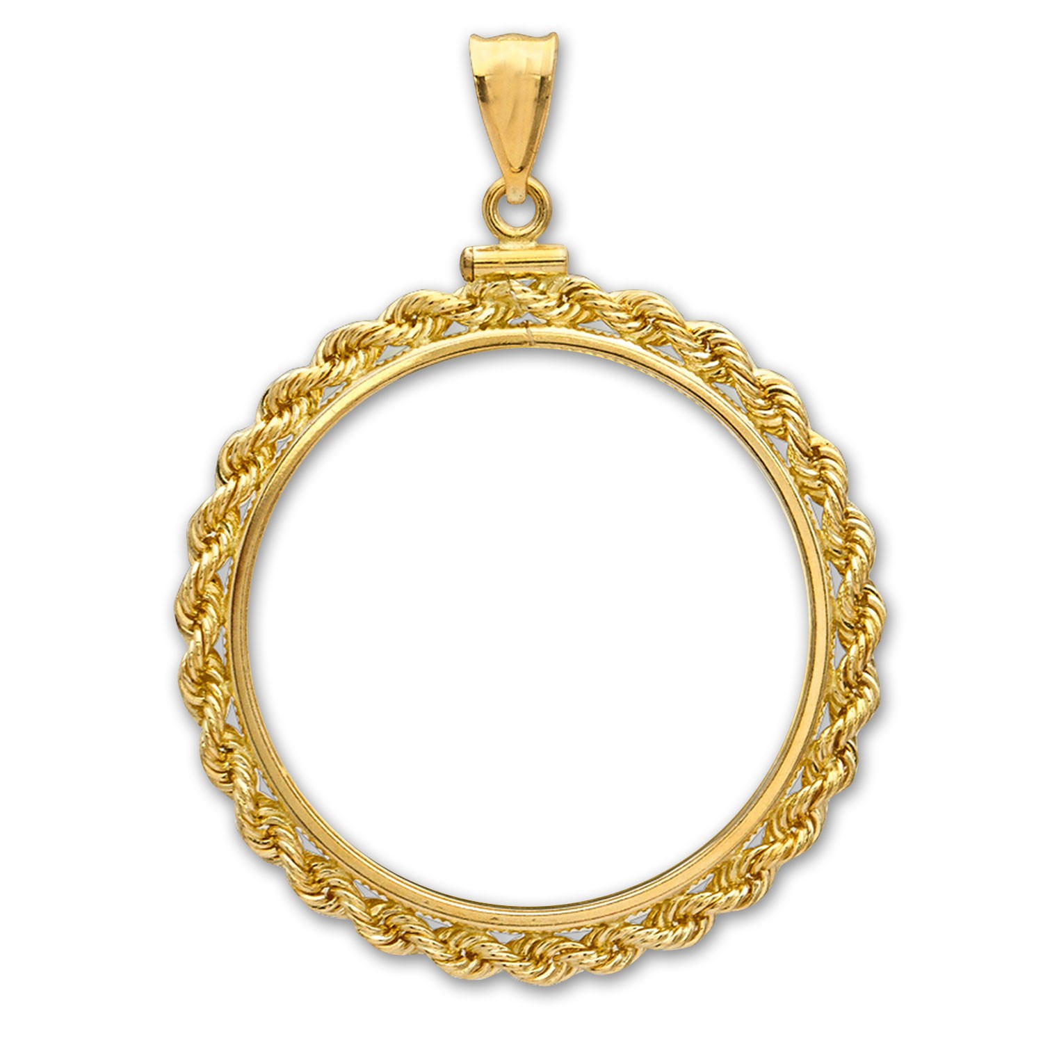 14K Gold Screw-Top Rope Polished Coin Bezel – 17.8 mm