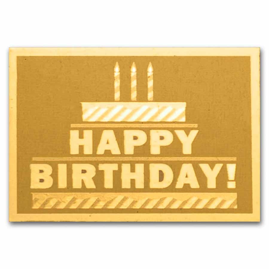 1/1000 oz Gold Bar – Happy Birthday Cake (w/Box & COA)