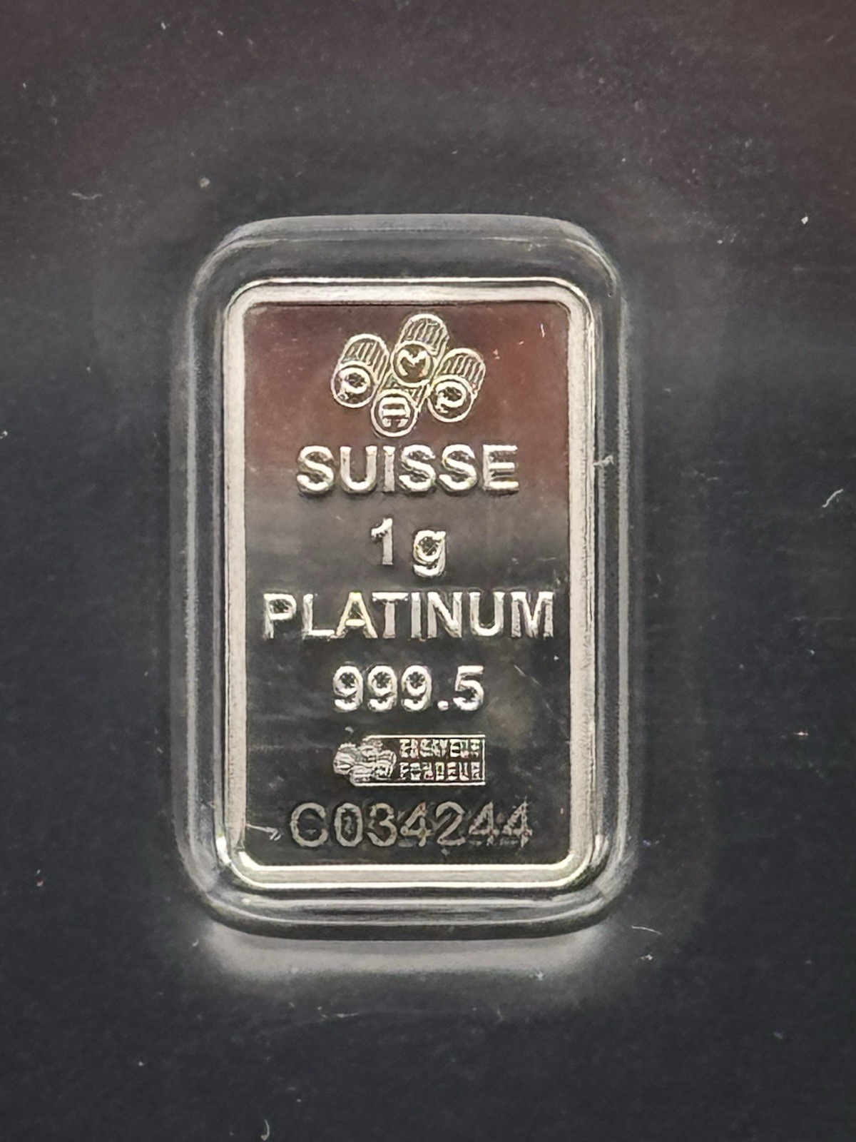1g Platinum Bar PAMP Suisse Fortuna .9995 Fine Assay Card Ingot