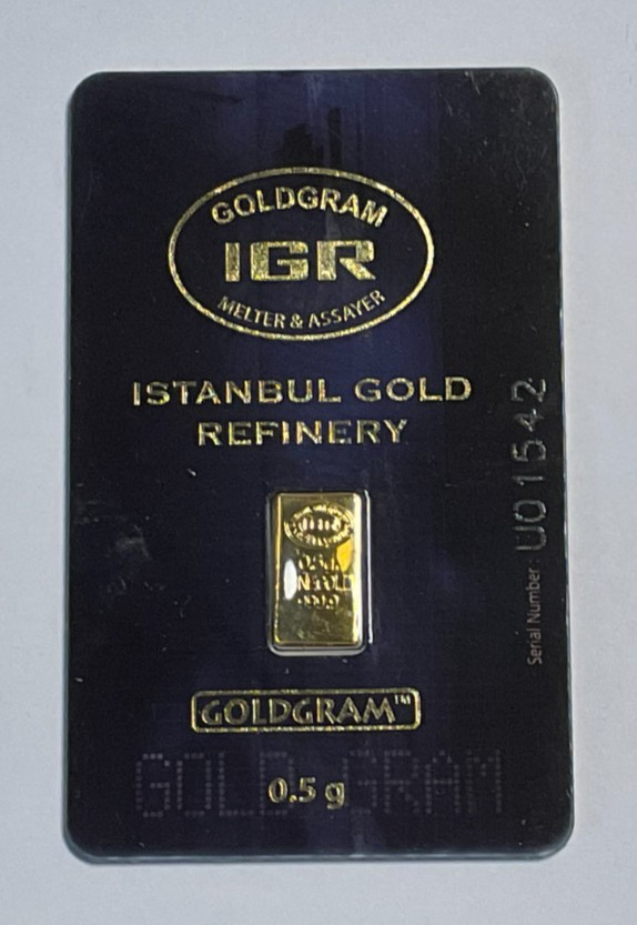 1/2 gram 0.9999 Fine “GoldGram” Bar IGR – 0.5 GRAM Sealed in Assay Card