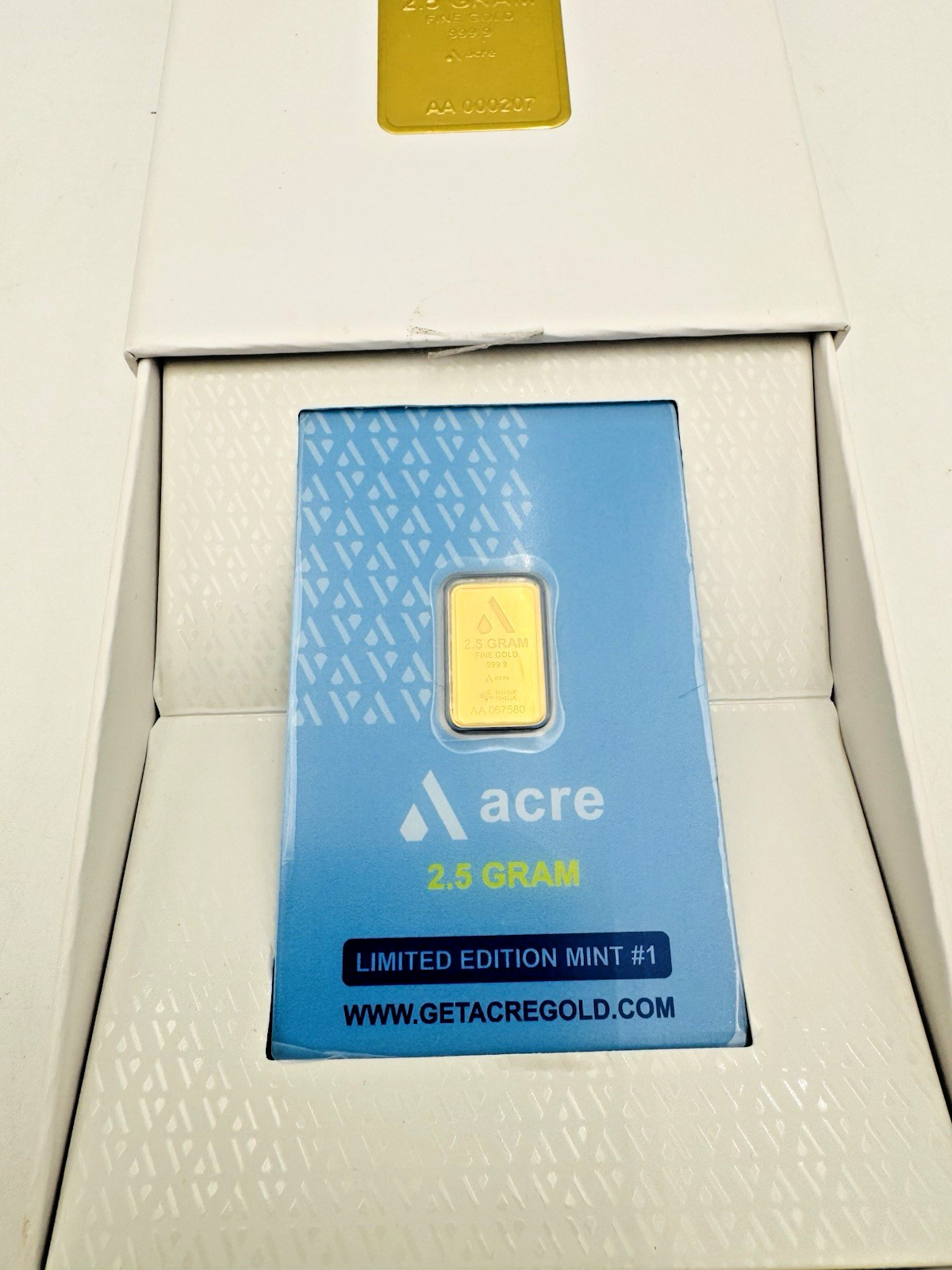 2.5 Gram .9999 Gold Bar Acre Limited Edition Mint 1 Sealed Assay AA067580 In Box