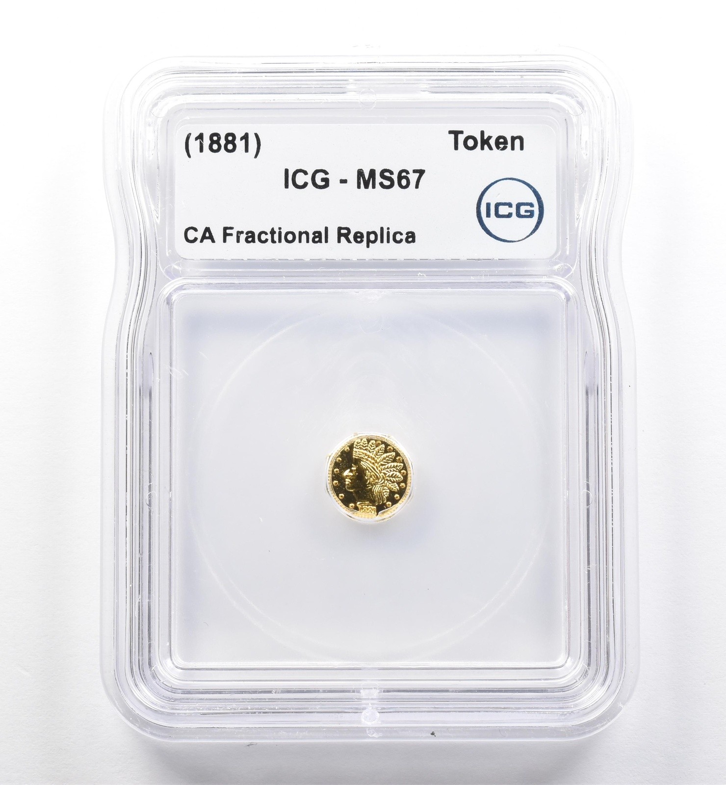 (1881) California Fractional Gold Token Indian Head 1/4 Dollar MS67 ICG *7438
