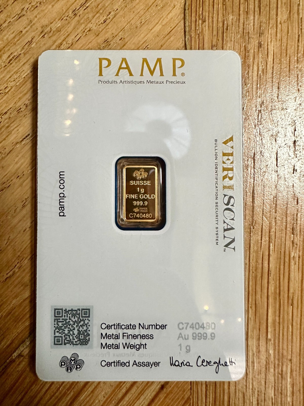 PAMP Suisse Fortuna 1 gram .9999 Gold Bar – Sealed Assay Card