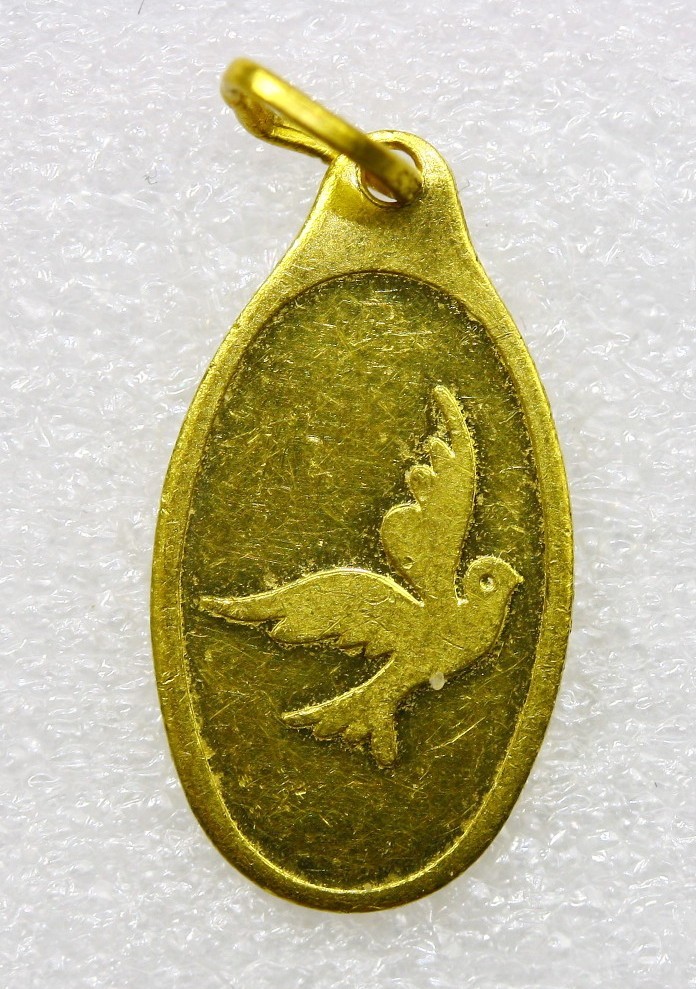 PAMP SUISSE – 1 Gram 999.9 (24k) Fine GOLD Dove Oval Pendant Bar – Very Rare