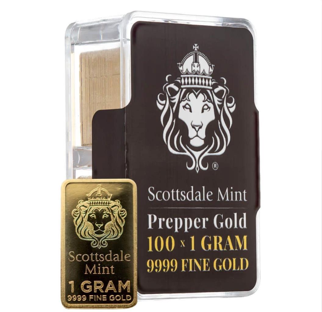 100 x 1 Gram Gold Bars – Scottsdale Mint .9999 Gold Bullion “Prepper Gold” #A570