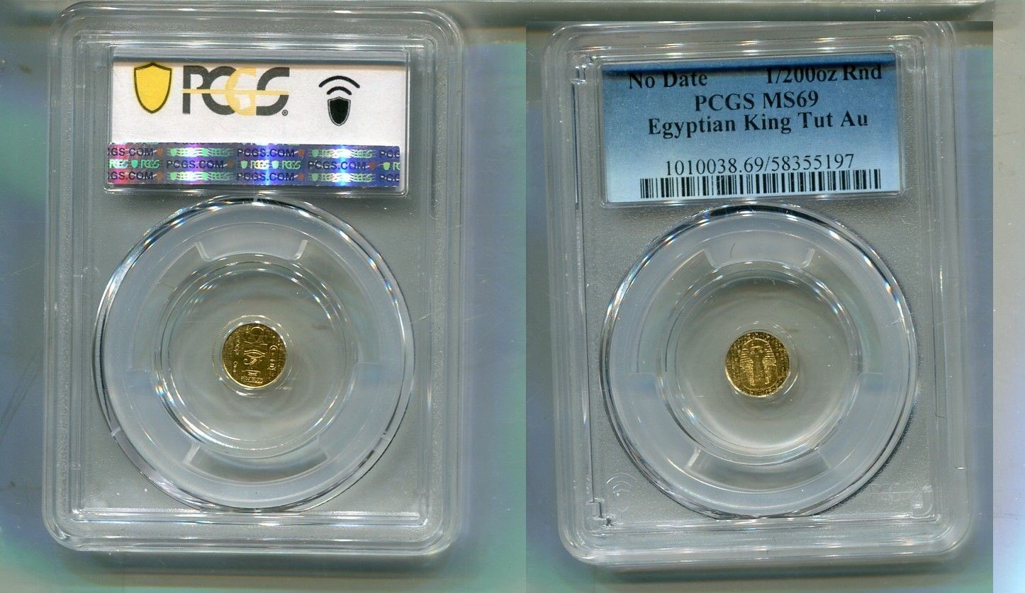 EGYPTIAN KING TUT 1/200TH GOLD ROUND PCGS MS69 9118T