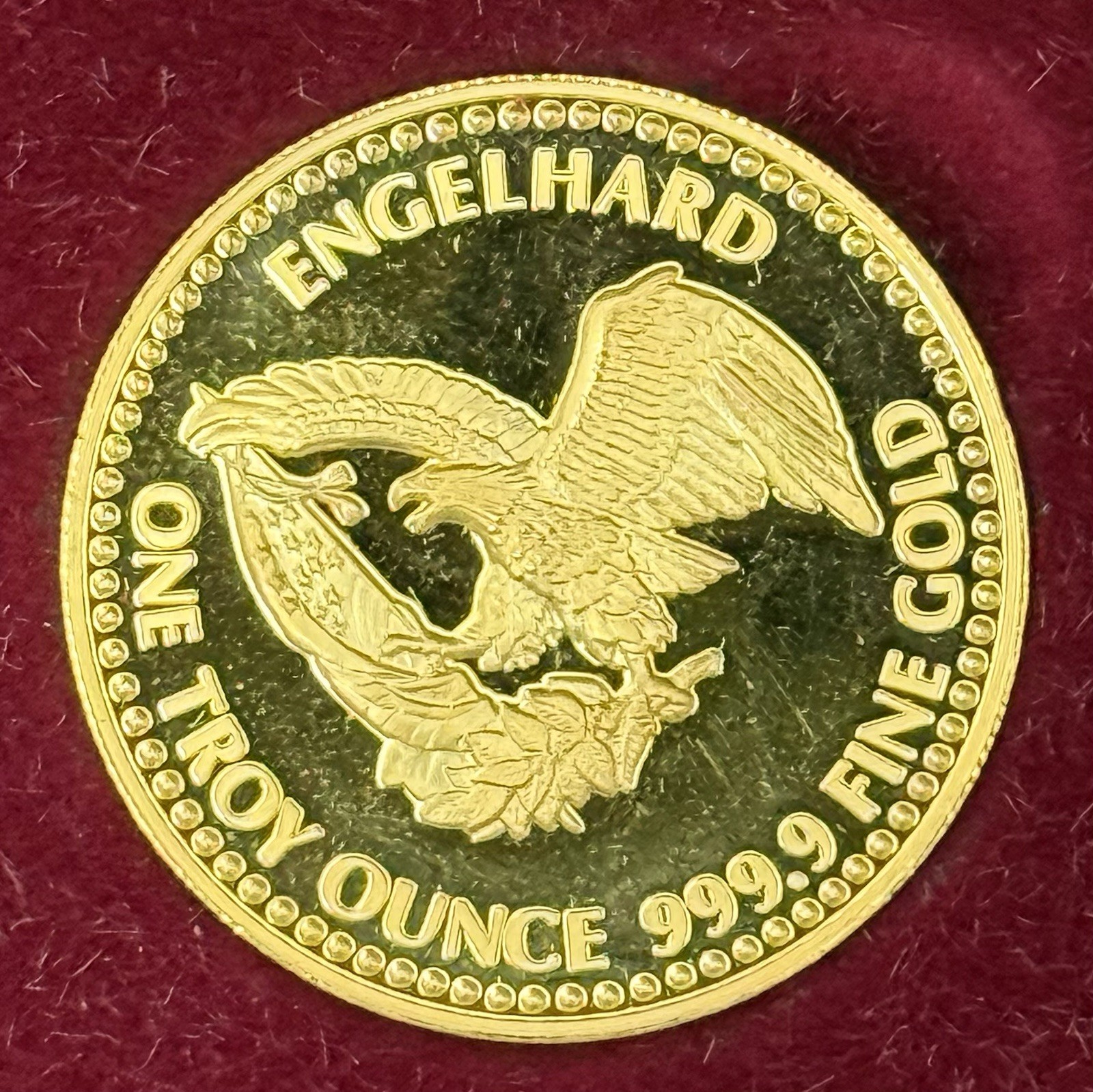 VINTAGE 1987 ENGELHARD “COTTON” PROOF 999.9 GOLD 1 OZ W/BOX 25 MADE Very Rare