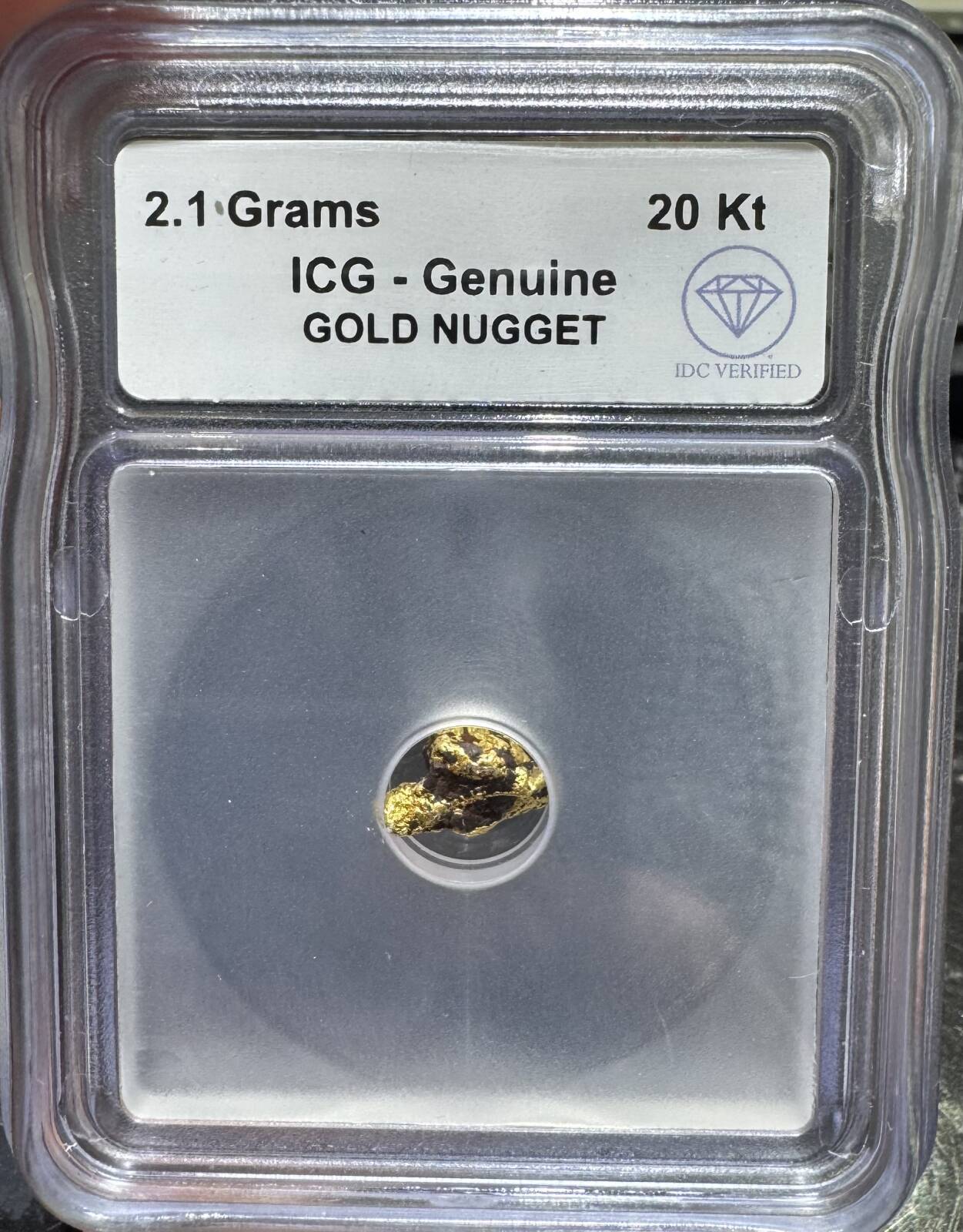 20 KT Gold Nugget 2.1 Gram ICG Genuine IDC Verified