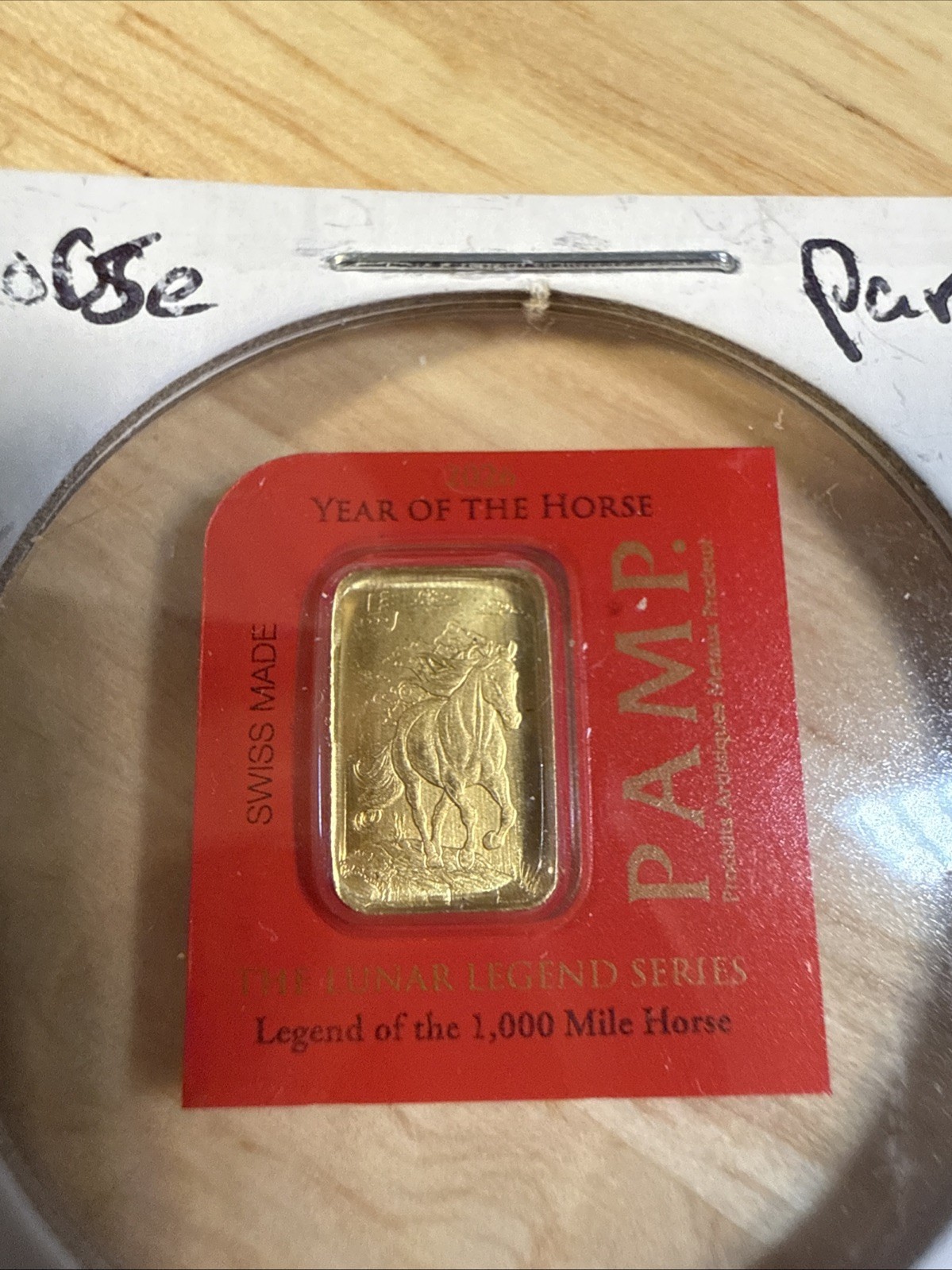 2026 1 Gram PAMP Suisse Lunar Legends Horse Multigram Gold Bar .9999 Au 1,000