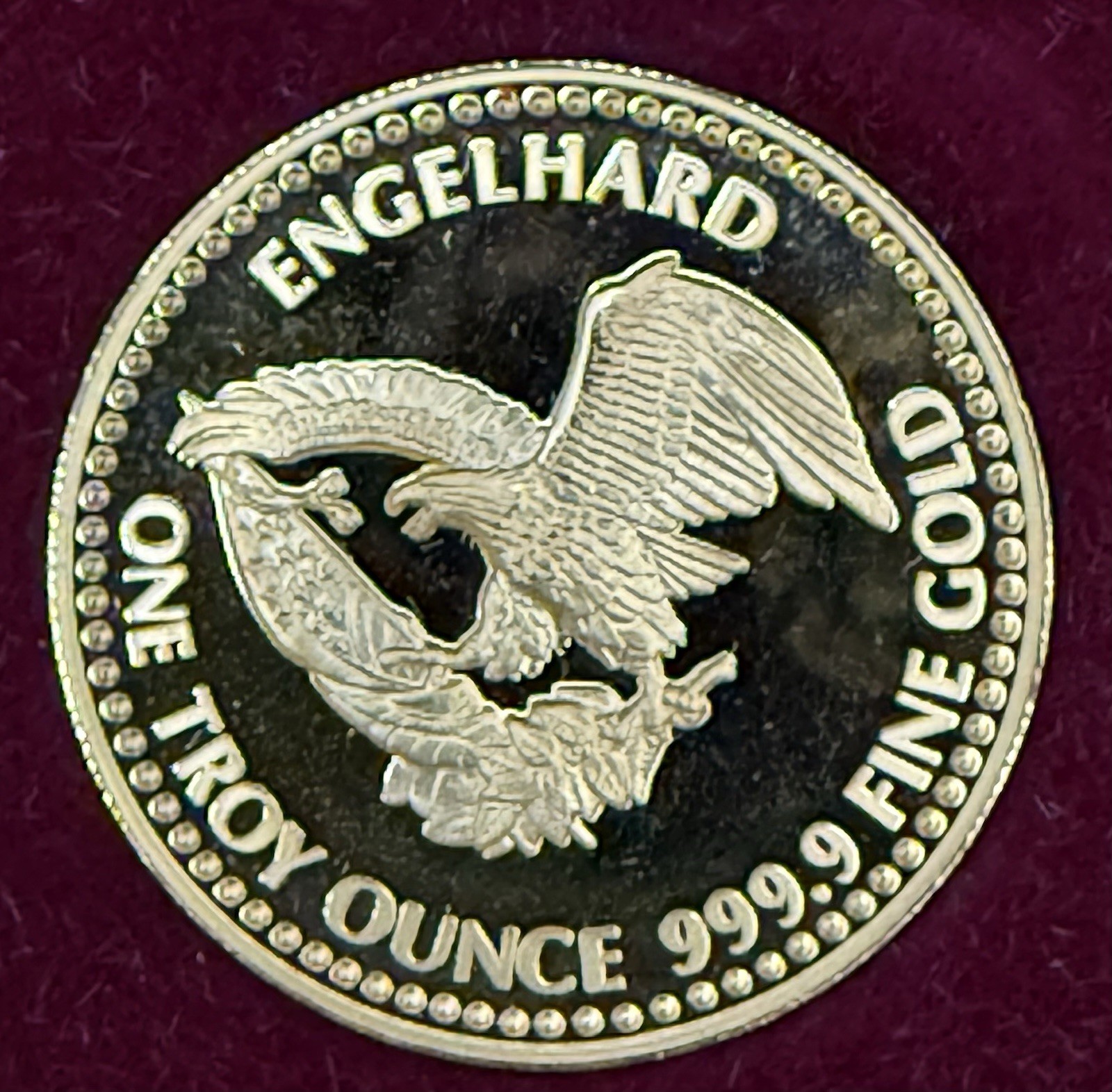 VINTAGE 1987 ENGELHARD “COTTON” PROOF 999.9 GOLD 1 OZ W/BOX 25 MADE Very Rare