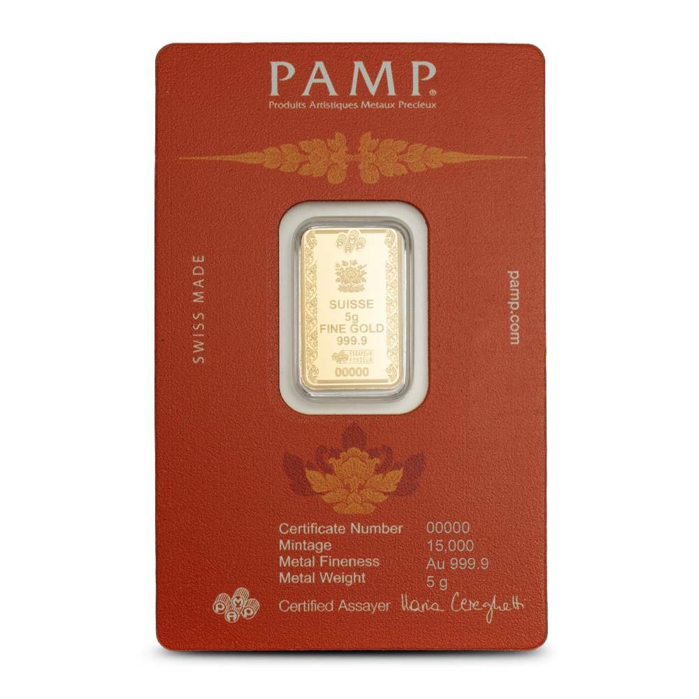 5 Gram PAMP Suisse Buddha Gold Bar (New w/ Assay)