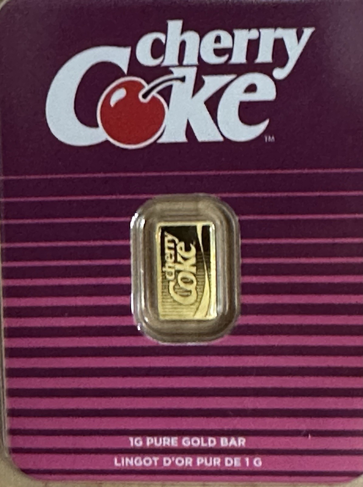 CHERRY COKE 1g 1 Gram .999 Gold Bar in TEP 40th Anniversary NEW Mintage 5000