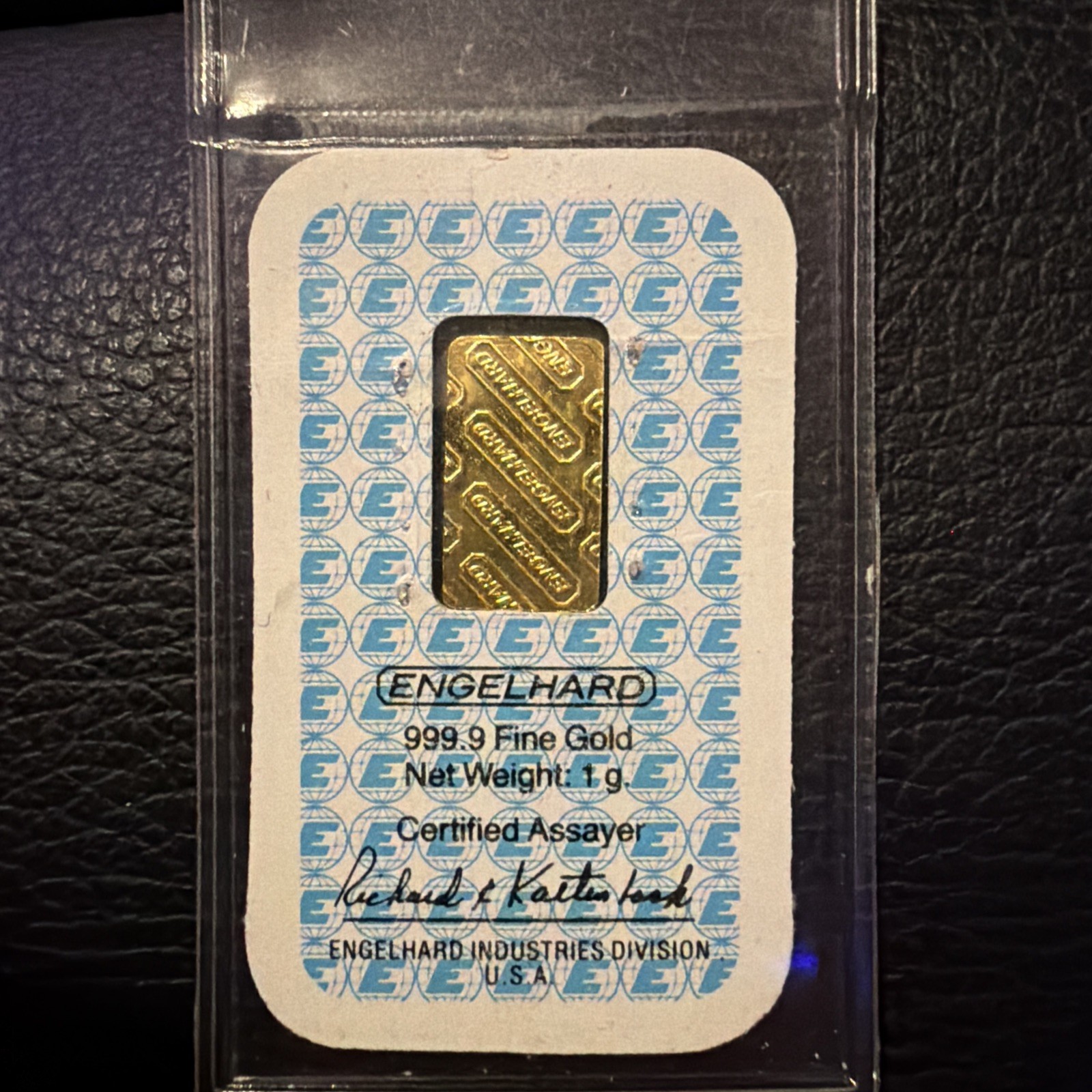 1 gram Gold Bar – Engelhard (In Assay)- Vintage ASSAY- “E” Series Rare