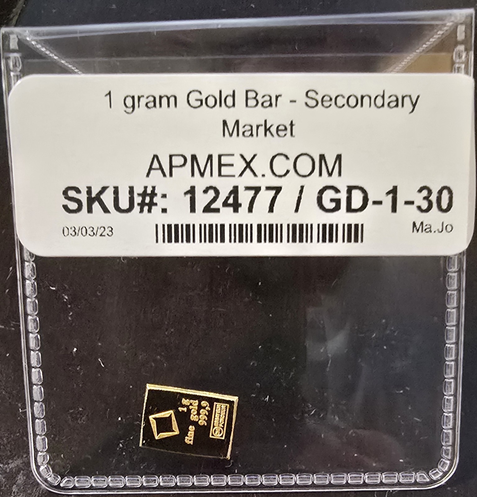 APMEX 1 gram Gold Bar – Seconday Market .999 Fine Gold