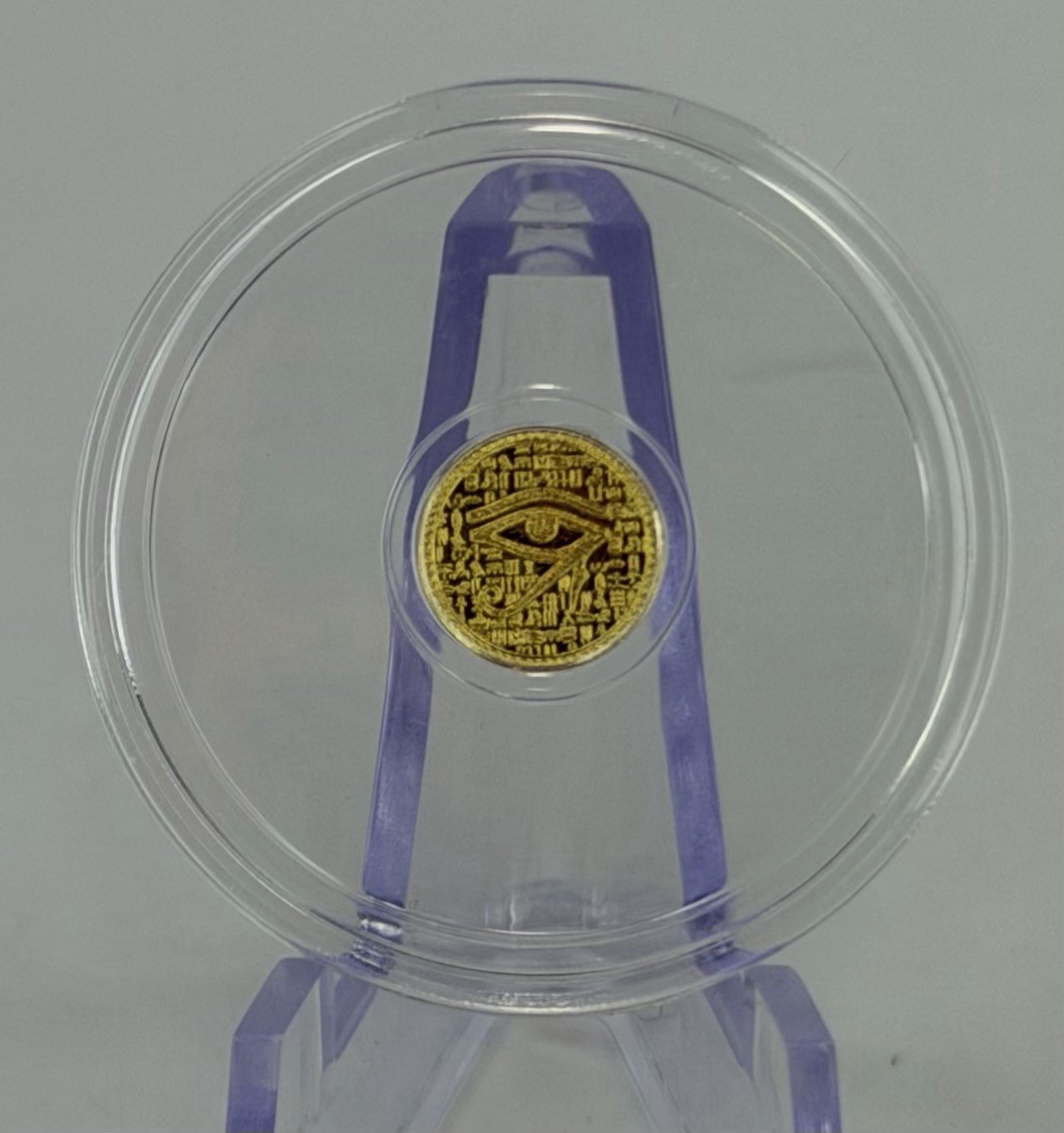 1/500 oz Egyptian Eye of Ra .9999 Fine Gold Round in Capsule Fractional Gold MPM